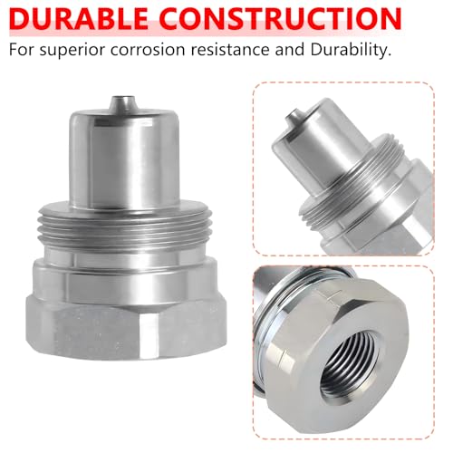 Image of 3 /8 inch NPT 10000 PSI Hydraulic Quick Coupler Set | Heavy-Duty Carbon Steel Quick Disconnect Couplings for Enerpac C-604, Parker 3000 Series | Includes Male & Female Plugs with Dust Caps