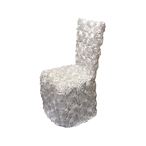 Luchuan White Rosette Banquet Chair Cover for Wedding Cover
