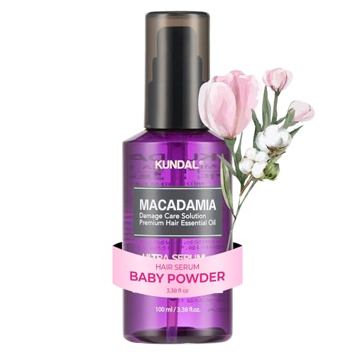 KUNDAL Macadamia Korean Hair Care Ultra Serum, Baby Powder, 3.38 Fl Oz - Quick Absorption, Natural Oils Blend, Intense Moisturization
