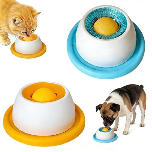 Hundelickspielzeug, 2Pcs Lick Bowl Für Hunde,Langsame Feeder Dog Bowls, Schleckball Hund, Schleckball Hund Leckt Futternapf mit Integrierter Drehkugel Für Gelangweilte Welpen Katzen Futterausgabe