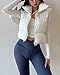 Shiyifa Women's Fashion High Neck Zipper Cropped Puffer Vest Jacket Coat (White, X-Large)