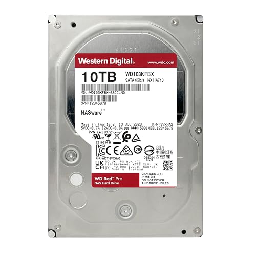 Image of Western Digital 10TB WD Red Pro NAS Internal Hard Drive HDD - 7200 RPM, SATA 6 Gb /s, CMR, 512 MB Cache, 3.5 inch - WD103KFBX