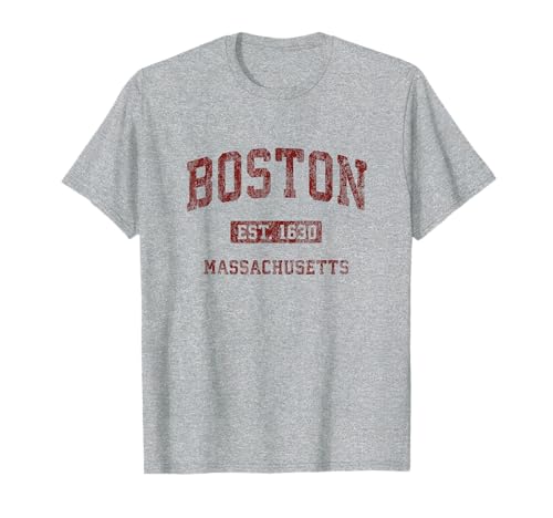 Boston Massachusetts MA Design desportivo vintage t-shirt, cinza, S