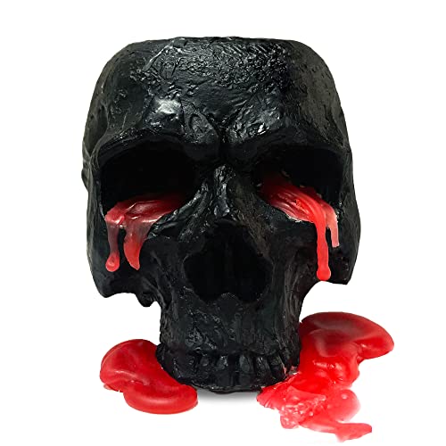 Skull Candle Holder Retro Human Skull Head Pillar Candles Holder Handmade Resin Skeleton Tealight Candlestick Holder Gothic Decor Container For Halloween Christmas Bar Party Home Skull Décor(Black) #TOP12