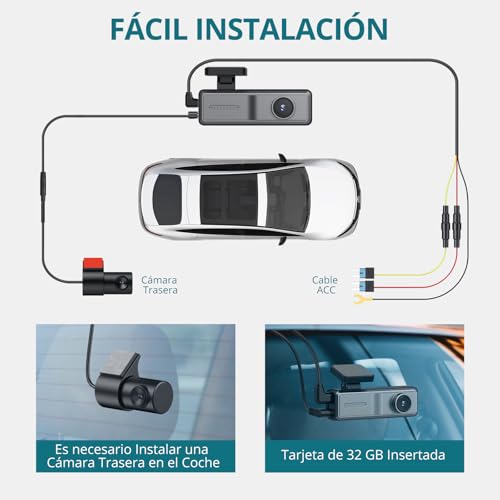 Dashcam 2K para coche con sensor G que protege tus vídeos en caso de accidente vial 6