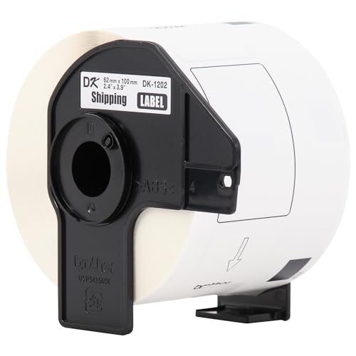 Image of Brother Genuine DK-12023PK Die-Cut Shipping Paper Labels, Long Lasting Reliability, 300 Labels Per Roll, (3) Rolls per Box, White (DK12023PK)