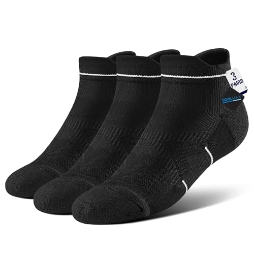 Image of BRISIRA Coolmax Bamboo Viscose Women Compression Running Ankle Socks No Show Athletic Wicking Thick Cushioned Arch Support
