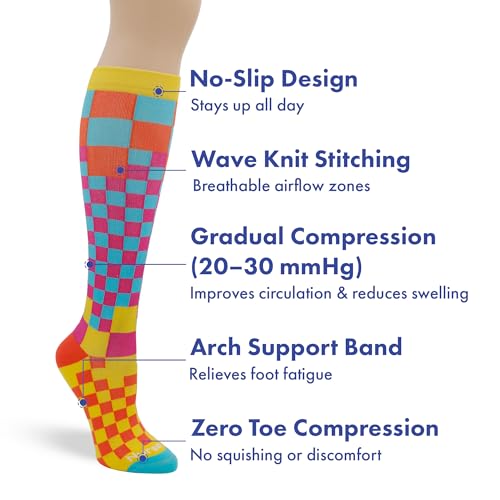 Image of Nurse Yard Compression Socks for Nurses - Women & Men - 20-30mmHg Graduated Compression, For Medical Staff, Athletes - 1 Pair