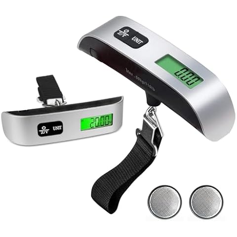 KAZETEC 2-Pack Luggage Scale,Travel Essentials, Portable Luggage Scale,Luggage Scales for Suitcases,Hanging Luggage Weight Scale,110 Pounds, Battery Included Cover