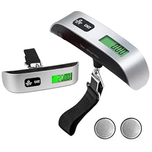 Luggage Scale 2-Pack, Digital Hanging Baggage Scale 110lb for Travel, Portable Suitcase Weight Scale with Backlit LCD & 4 Units (lb/kg/oz/g), Strong Straps, Accurate & Durable