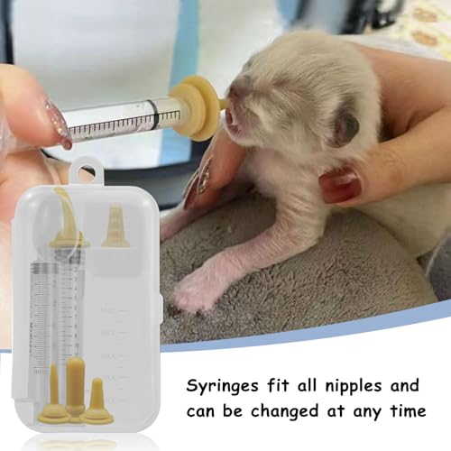 RFYTDCF 11 Stück Aufzuchtflasche Katze mit Tablettengeber für Katzen, Aufzuchtmilch Katzen Set Abnehmbar Haustier Fütterung Silikon Nippel und Spritzen Mini Flasche Messbecher für Katzenaufzuchtmilch