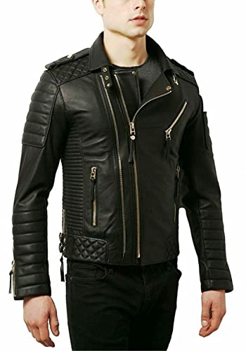 Image of SKADO Genuine Leather Jacket Men Real Leather Jacket Biker Soft Lambskin SlimFit