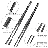 Hotec Edelstahl-Kochpinzette, professionelle Küchenzange zum Kochen, Grillen und Backen, extra lange Lebensmittelpinzette, Set von 2 - 30,5 cm, Schwarz, NZ-B02 – Ansicht 5