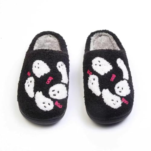 Image of Halloween Pumpkin Slippers for Womens Mens Cute Cartoon Slippers Plush Warm Memory Foam Shoes