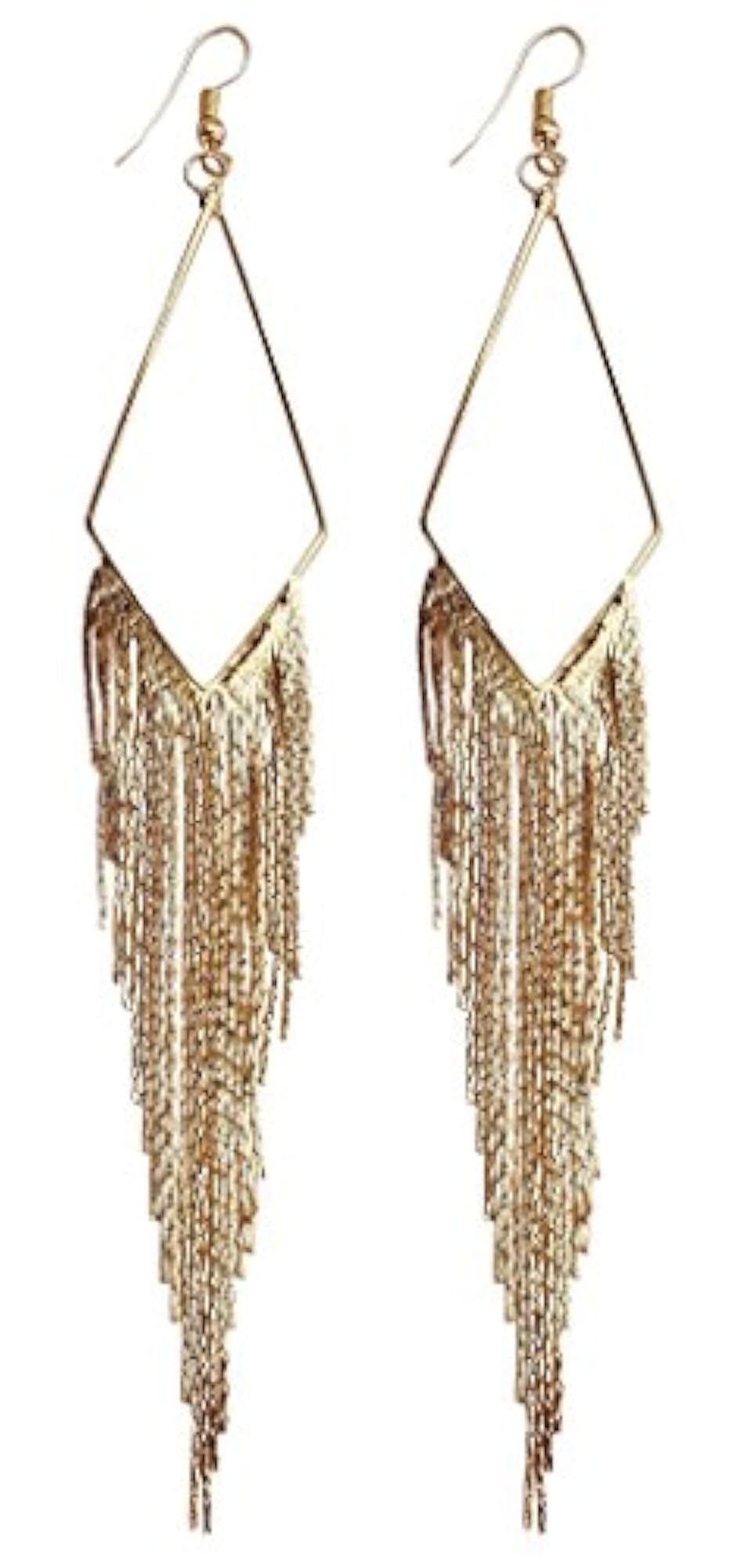 Women's Gold Tone Long Tassel Earrings, Chic Style