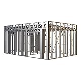 FrameUpNow Cabin Flat Roof Steel Frame House Kit (Steel Gray) - Lightweight, Premium DIY Cabin Kits to Build to Live in - Livable Tiny House Plans for DIY Home Building - Cabin Frame to Build a Home