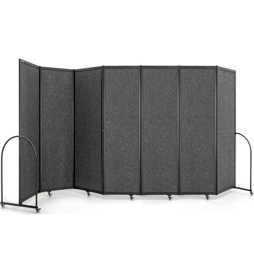 Folding Room Partition,Privacy Room Screen with Arms,Office Dividers Partition Wall,14'3"L*