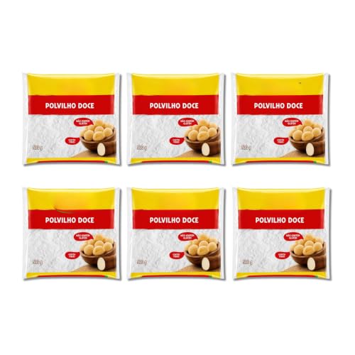 Polvilho Doce - Almidón de Mandioca Dulce - Almidón de Yuca - Sin Gluten - Ideal para Pan de Queso (Pão de Queijo) y Repostería - Pack de 6 x 500g (Total 3 kg) - Fuente Natural de Fibra - NEXU