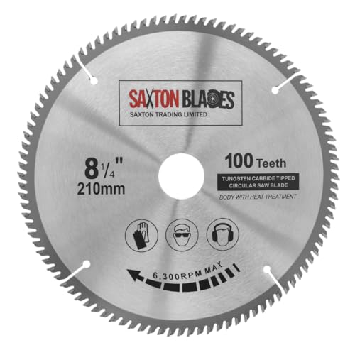 Saxton Blades TCT Kreissägeblatt, Feinschnitt, 210 mm x 30 mm x 100 T, kompatibel mit Festool, Bosch, Makita, Dewalt