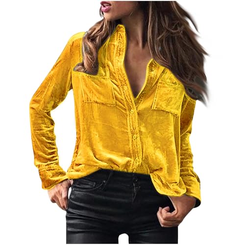 Velvet Blouse for Women Button Down Shirts Long Sleeve Velour Tops Dressy Casual Tshirt Elegant Party Night Shirt, Velvet Button Down Shirt Women, Velvet Shirt Women