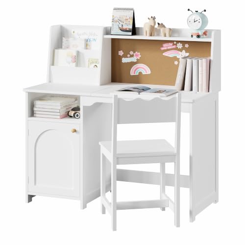 Image of Treocho Kids Study Desk and Chair Set with Tiltable Desktop for 5-12