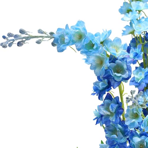 5pcs Blue Delphinium Artificial Flowers, 33" Silk Larkspur Faux Flower with Long Stem Fake Bouquet for Tall Floor Vase Kitchen Home Indoor Hyacinth Floral Plant 4th of July Centerpiece Decor