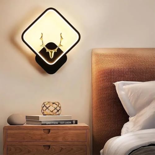 Image of fizzytech LED Deer Head Wall Light, Square Golden Deer Decorative Wall Lamp with 3 Colour Changing Modes for Living Room, Bedroom, Hallway & Home Decor, Pack of 2