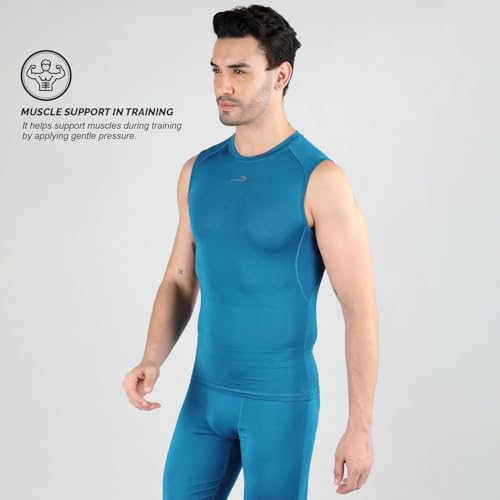 Image of DSC Men's Solid Athletic Fit Sando Compression (DSMPS320-L Azure L)