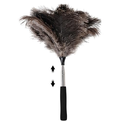 Image of Ostrich Feather Duster 16.5-47Inch Reusable Fluffy Natural Detachable Ostrich Feather Duster Used for Household Cleaning and High-Altitude Cleaning (1PCS)