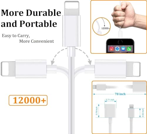 Smilebridge Lightning Extension Cable for iPhone iPad, 6FT [MFi Certified] iPhone Charger Extension Cable Male to Female Connector, Lightning Cable Extender Support Charge+Audio+Video+Data Transfer - Image 4