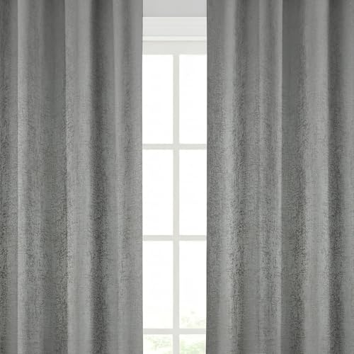 Image of FRESH FROM LOOM Supreme Texture Polyester Padre| Semi Black Out 80% Room Darkening Screens | Curtains for Home 9 Feet (Grey| 2pc Double Weaved Parda | Eyelet Ring | Long Door Curtain)