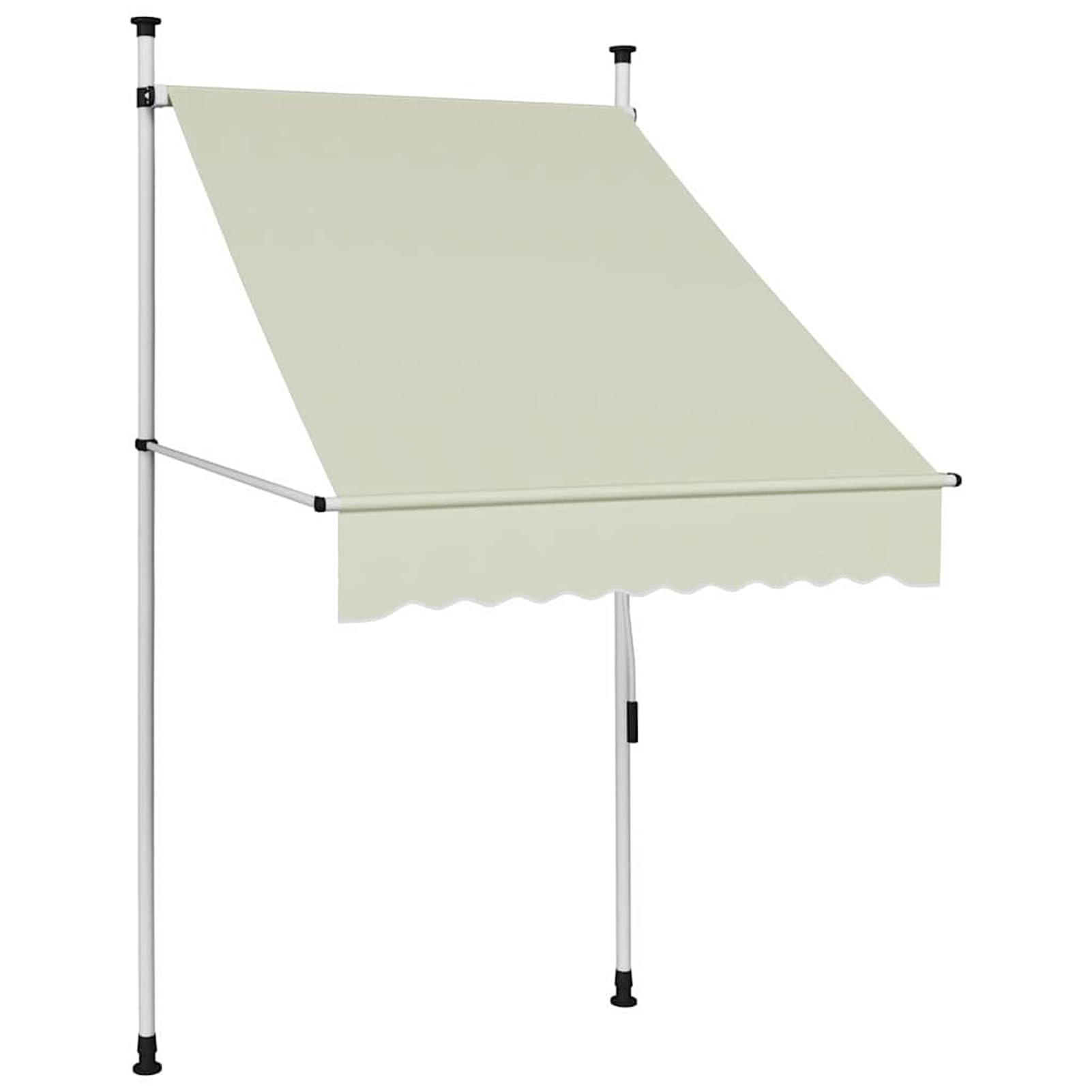 Wysuwana markiza balkonowa, obsługiwana ręcznie, 100 cm, kremowa, bez wiercenia, z korbą ręczną, aluminiowa markiza odporna na promieniowanie UV, regulacja wysokości i działanie wody, ochrona