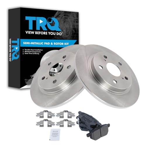 Image of TRQ Rear Brake Pad and Rotor Set Semi Metallic Solid Rotors