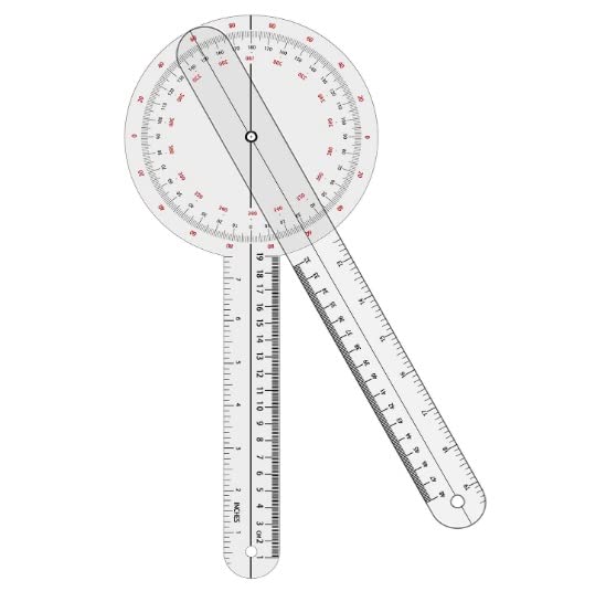 BI - BHAVYA - PLASTIC GONIOMETER 360 DEGREE 8" LONG TO MEASURE JOINT RANGE : FOR ORTHO & PHYSIOTHERAPY WITH TRANSPARENT BOX PACKING-picture-28