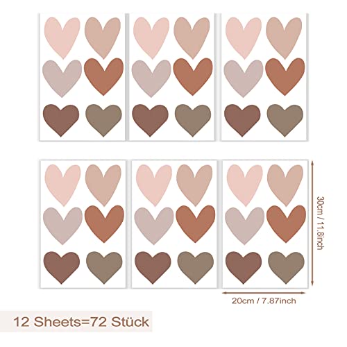 Herzen Set 72 Stück Wandtattoo für Babyzimmer, Wandaufkleber Kinderzimmer, Selbstklebende Herzen Wandsticker Wandtattoo für Kinderzimmer Babyzimmer Junge Mädchen