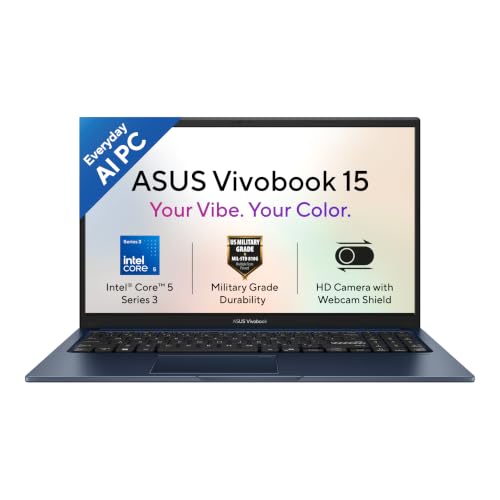 Image of ASUS Vivobook 15 (2026),Intel Core 5 320 (i5-14th Gen),Fingerprint Sensor,Intel iGPU,16GB /512GB,FHD,15.6 inch(39.6 cm),Windows 11,M365 Basic(1Y),Office 24,Quiet Blue,1.7 Kg,X1504MA-BQ126WS, AI Laptop
