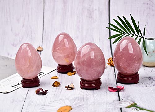 Image of AMOYSTONE Natural Rose Quartz Decorative Egg, Extra Large Healing Stone, Irregular Crystal Carving for Home Decor & Reiki, 4-4.2 inch, Collection & Gift