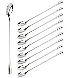 10 teilig Longdrink Edelstahl Löffel Latte Macchiato Löffel Set Dessertlöffel aus Edelstahl 18 cm Lange Löffel für Kaffee Cocktails Kaffeelöffel
