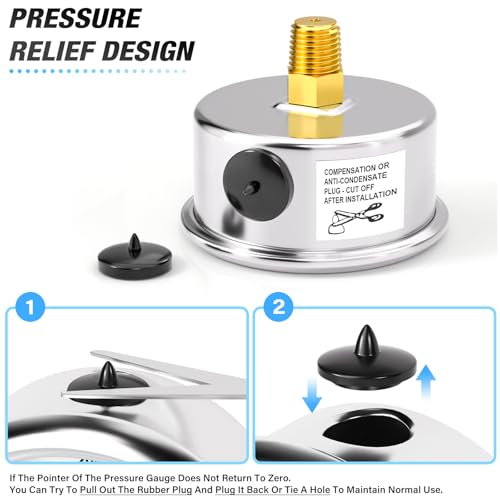 Image of MEANLIN MEASURE 0~100Psi Black Stainless Steel Glycerin Filled Pressure Gauge 1 /8 inch NPT 1.5 inch FACE DIAL, with 6AN Pressure Take Off Fitting, Liquid Filled Pressure Gauge WOG Water Oil Air Back Mount