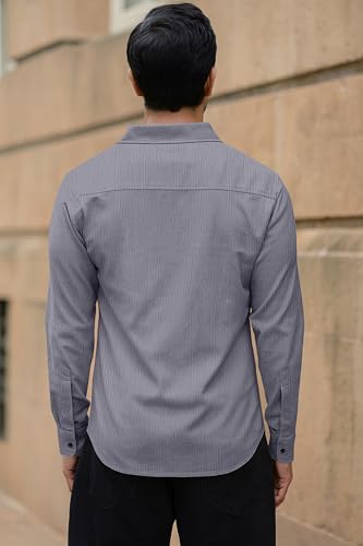 Image of Popcorn Textured Shirts for Men Grey XL