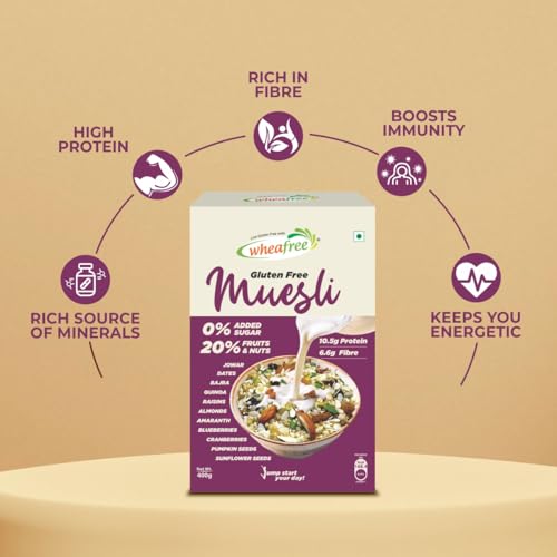Image of Wheafree Gluten Free Muesli (400g) | Goodness of 5 Grains, Seeds, Nuts and Berries | No Trans Fat | No Added Sugar | No Preservatives