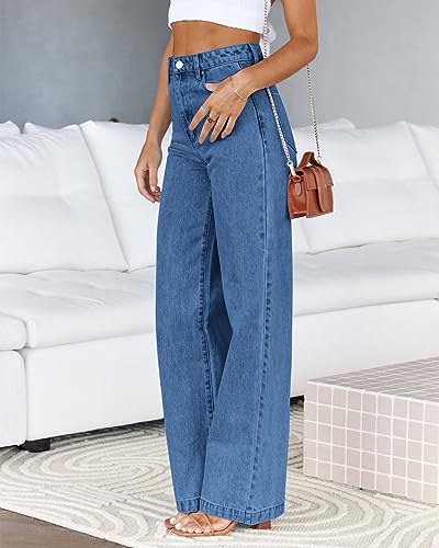 Cicy Bell Women's High Waisted Jeans Boyfriend Baggy Straight Leg Casual Denim Pants with Pockets — view 4