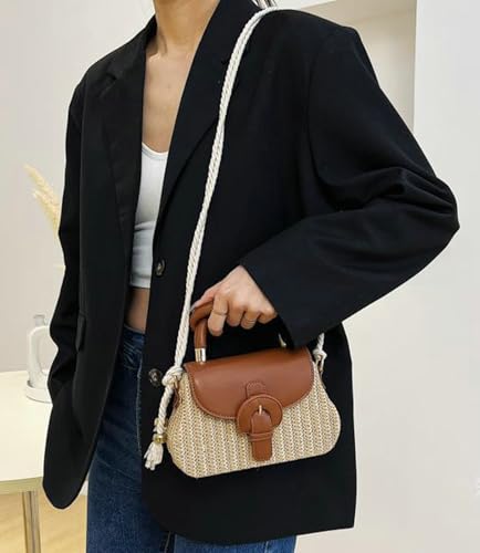 Stylish PU Satchel Women Handbag Knotted Top Handle Trendy Crossbody Shoulder Bag Small Square Flap Purse Versatile4