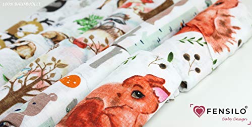 FENSILO - Mullwindeln - Mulltücher - 10er Pack 70x80 cm - Stoffwindeln, Made IN EU, schadstoffgeprüft -Spucktücher Baby für Jungen und Mädchen– Baby Mullwindeln- Tierchen – Bild 7