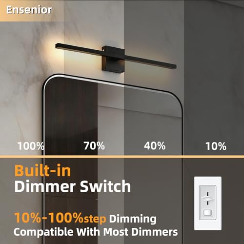 Image of Brushed Black Vanity Light 30 Inch Modern Bathroom Light Fixtures 18W Wall Vanity Lamp Over Mirror, Dimmable 5CCT LED Wall Sconce for Bedroom Cabinets