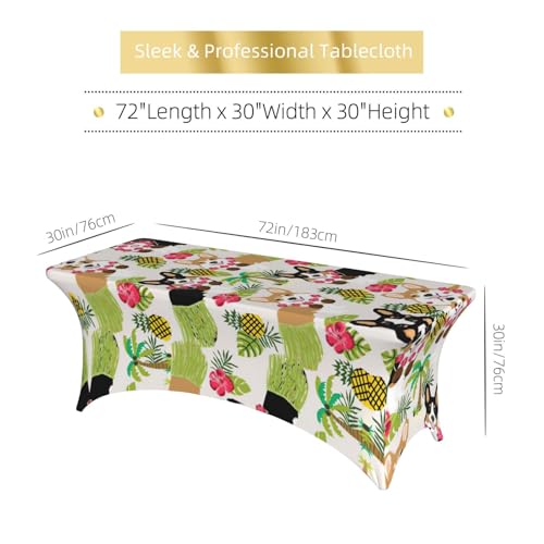 Nappe de table extensible corgi et fleurs tropicales 1,8m élasthanne - 7