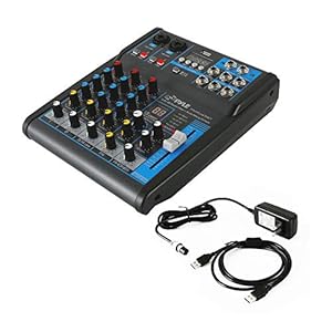 Pyle Professional Audio Mixer Sound Board Console System Interface 4 Channel Digital USB Bluetooth MP3 Computer Input 48V Phantom Power Stereo DJ Studio Streaming FX 16-Bit DSP processor-PMXU43BT
