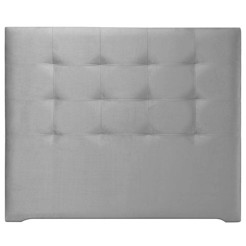 Ventadecolchones - Cabecero Tapizado Acolchado de Dormitorio Modelo Tablet Largo en Terciopelo Gris y Medida 121 x 125 cm para Camas de 105 ó 120 cm
