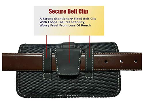 Mgbca Nylon Cell Phone Holster Pouch For Samsung Galaxy Note 20, Note 20 Ultra Rugged W/Fixed Belt Loop Clip Holder, Magnetic Closure, Fits With Case On Mobile Phone (Black-Horizontal) #TOP5