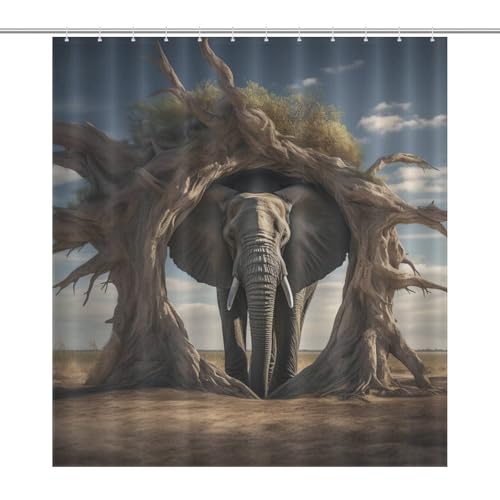 Rideau de douche ElephFourmi en polyester lavable imperméable 168x183cm avec crochets - 7